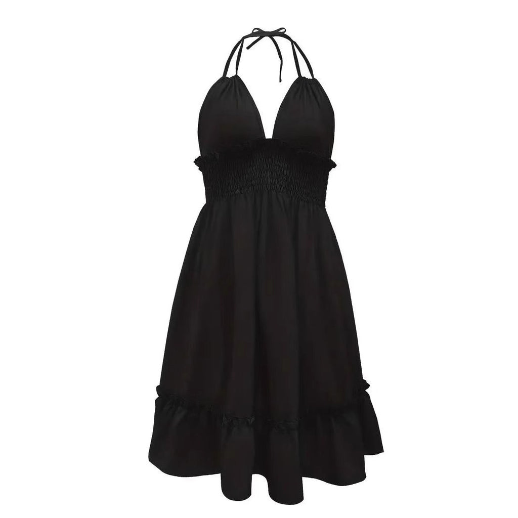 Deep V Pleated Cami Beach Dress