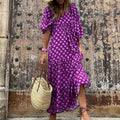 Bohemian Lantern Sleeve Plus-Size Dress