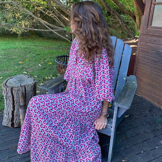 Bohemian Lantern Sleeve Plus-Size Dress